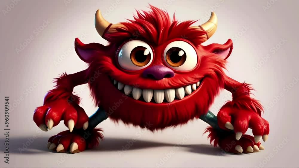 Cute red monster 3D cartoon character Cute red monster 3D cartoon character