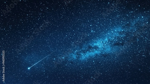 Night Sky with Shooting Star and Milky Way Galaxy