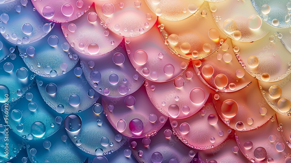 Abstract Macro Photograph of Water Droplets on a Multicolored Surface Abstract Macro Photograph of Water Droplets on a Multicolored Surface