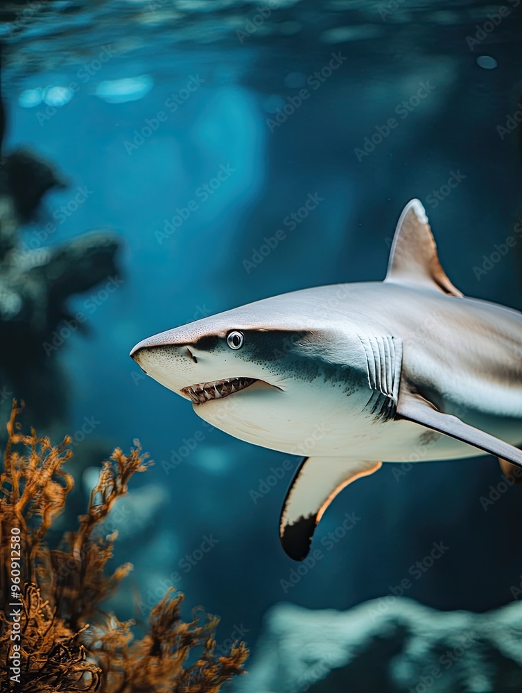 Fototapeta premium shark isolated on abstract background
