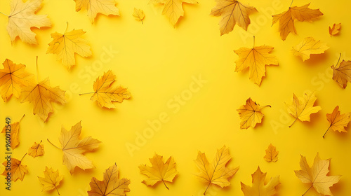 Wallpaper Mural Autumn Leaves Yellow Background Frame Border Torontodigital.ca