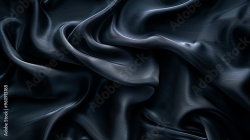 Abstract Draped Dark Blue Satin Fabric Texture