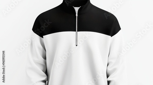 Black and White Quarter Zip Sweatshirt Mockup photo