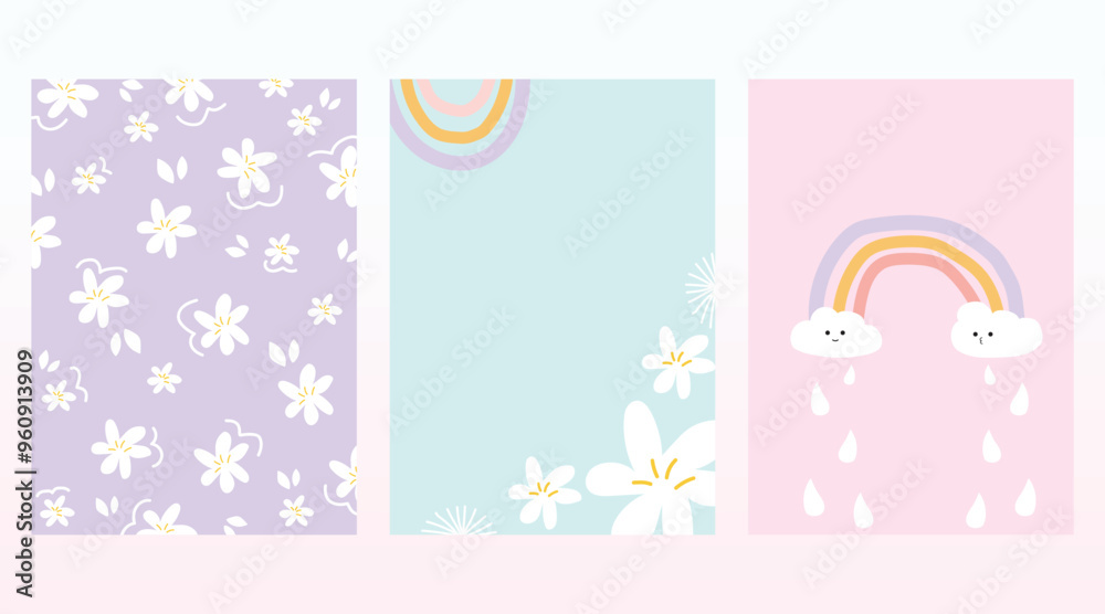 Colorful background in cute pastel line 2