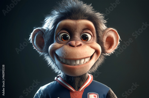 Victory in Play: Smiling Monkey Boy in Soccer Gear