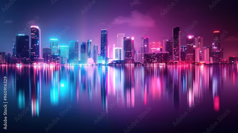 Neon Cityscape Reflection Neon Cityscape Reflection