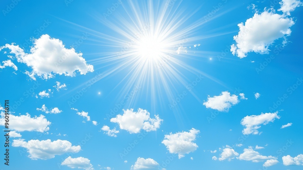 Bright Sunny Day with White Clouds in Blue Sky Bright Sunny Day with White Clouds in Blue Sky