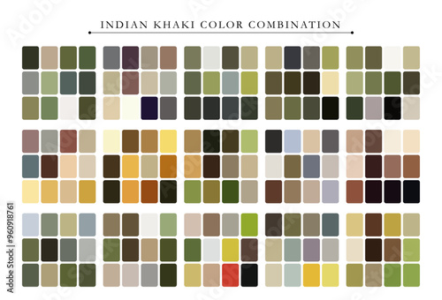 Indian khaki tone color palette. Trend color palette guide template. Fit for fashion designers, business, and paints colors company. Match combinations. Vector graphics. Eps 10.