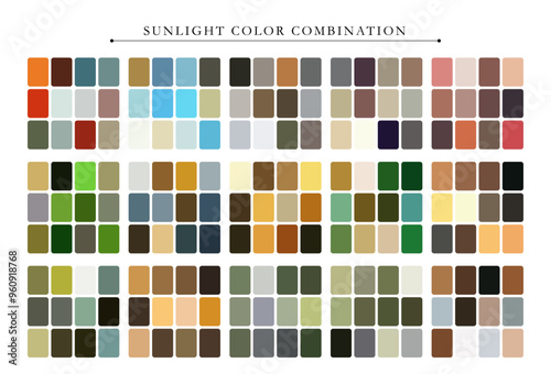 Sunlight tone color palette. Trend color palette guide template. Fit for fashion designers, business, and paints colors company. Match combinations. Vector graphics. Eps 10.