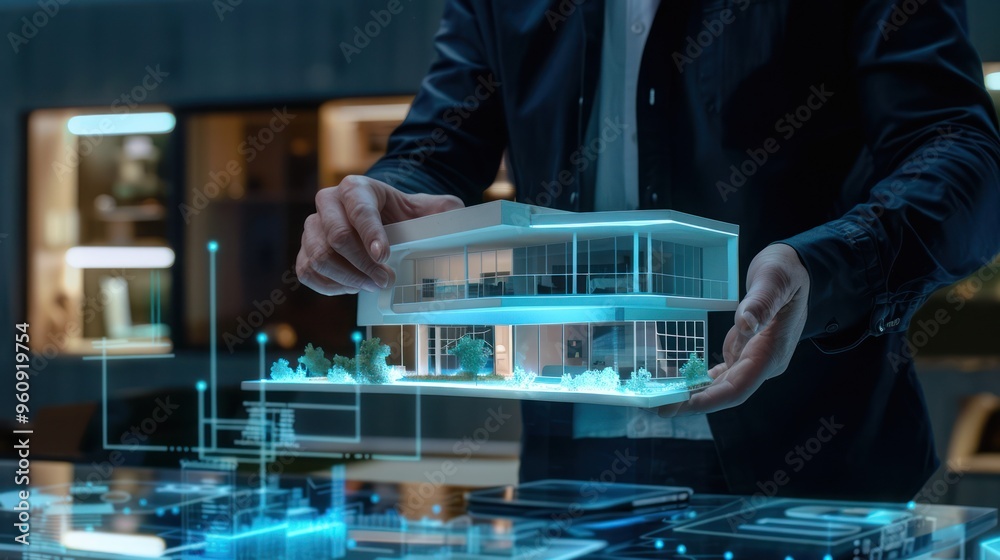 Architect Holding a 3D House Model Architect Holding a 3D House Model