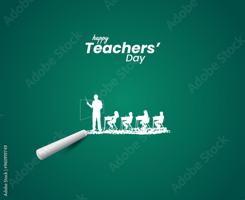 Happy Teacher's Day creative concept vector illustration. Creative teacher's day, education day concept. teacher reads the student vector. teacher illustration.