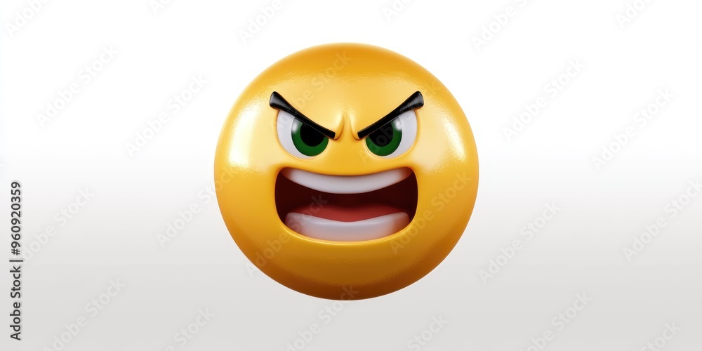 A fierce expression of a cartoonish yellow emoji with angry eyes and a wide open mouth, designed to convey intense frustration in a creative digital art format