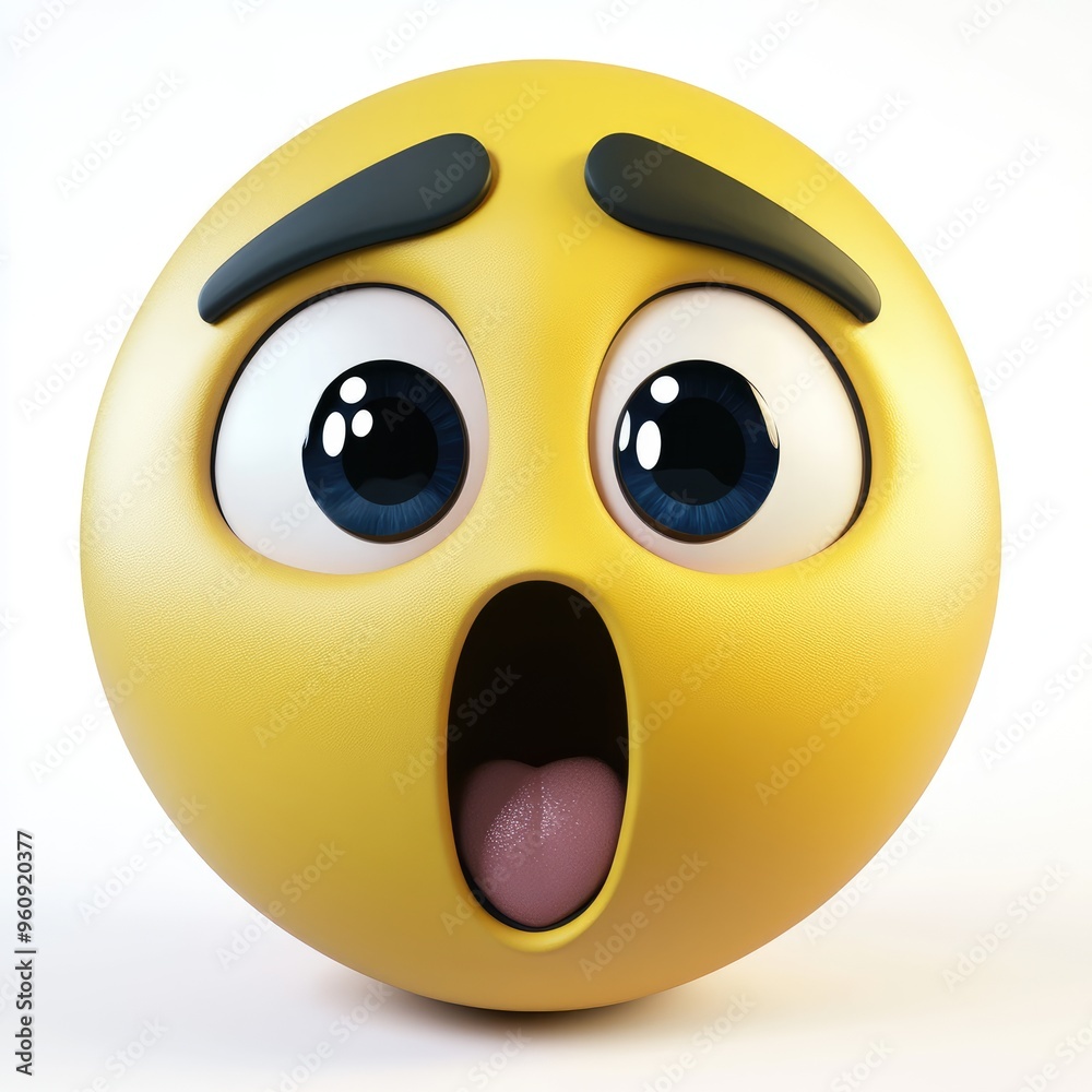 A surprised yellow emoji with wide eyes and an open mouth, set against a clean white background, captures a moment of shock and amazement A surprised yellow emoji with wide eyes and an open mouth, set against a clean white background, captures a moment of shock and amazement