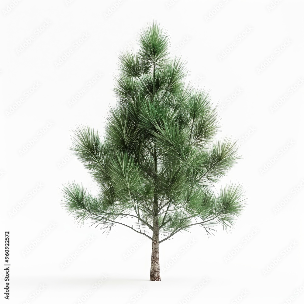 Lush Green Pine Tree Isolated on White Background - Perfect for Nature, Holiday, and Seasonal Designs Lush Green Pine Tree Isolated on White Background - Perfect for Nature, Holiday, and Seasonal Designs