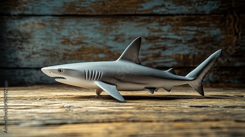 Wallpaper Mural shark isolated on wooden background Torontodigital.ca