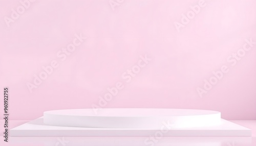 Pastel white podium pedestal with matte color background. Style-51