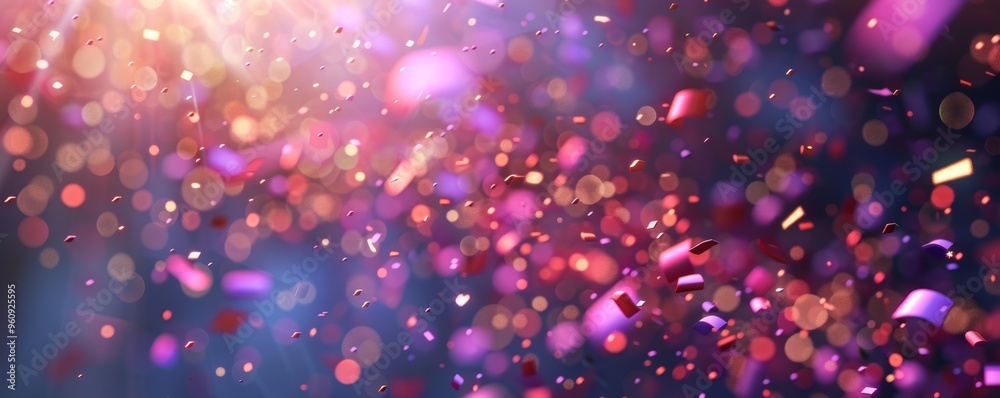 Colorful Festive Background with Bokeh Lights and Confetti Particles in a Vibrant Celebration Atmosphere Colorful Festive Background with Bokeh Lights and Confetti Particles in a Vibrant Celebration Atmosphere