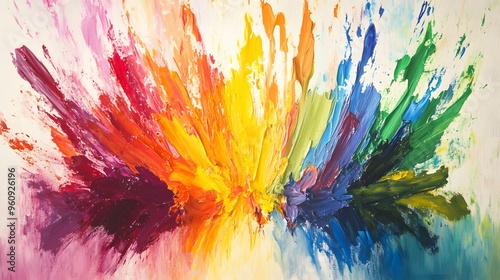 Abstract Rainbow Explosion of Color in Oil Paint photo