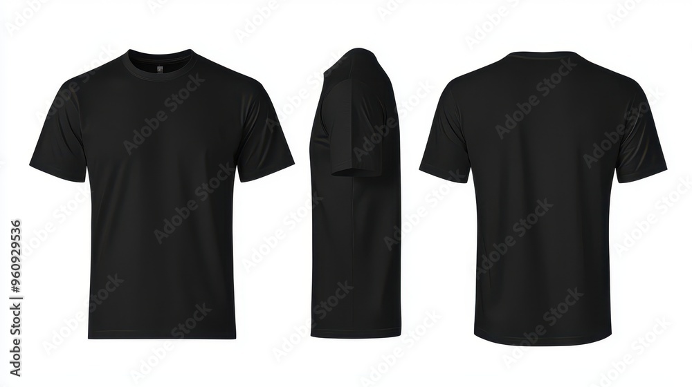 Blank Black T Shirt Mockup Front Side and Back Views Blank Black T Shirt Mockup Front Side and Back Views