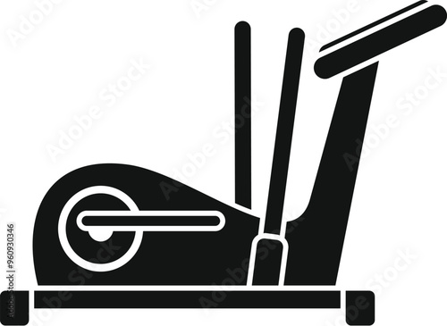 Modern elliptical cross trainer icon represents fitness workouts, encouraging active lifestyles and healthy habits