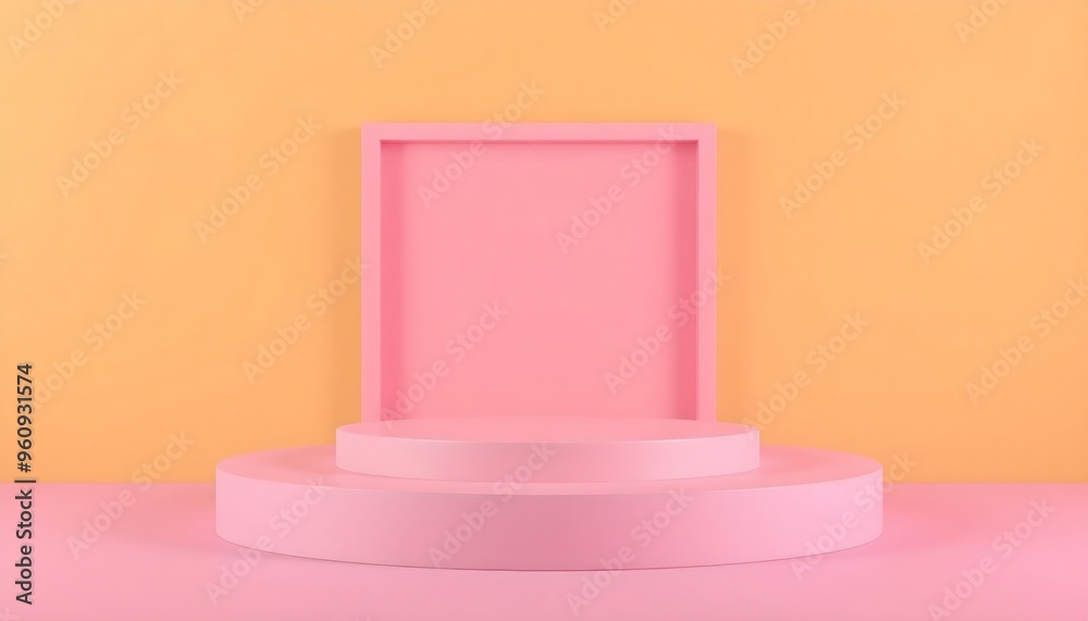 Pink and yellow podium pedestal with matte color background. Style-80 Pink and yellow podium pedestal with matte color background. Style-80