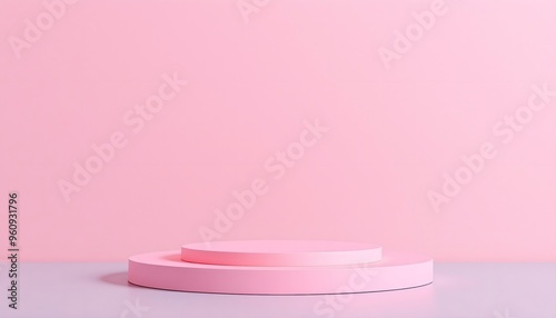 Pink and yellow podium pedestal with matte color background. Style-6