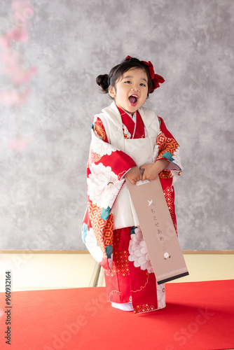 七五三3歳の着物を着た女の子