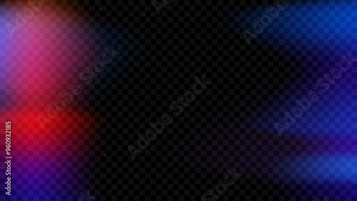 Light leak effect background. Burnt retro film bokeh overlay. Old aged photo filter template. Red and blue lens flare texture backdrop. Fade blur gradient photography wallpaper. Vector burn effect