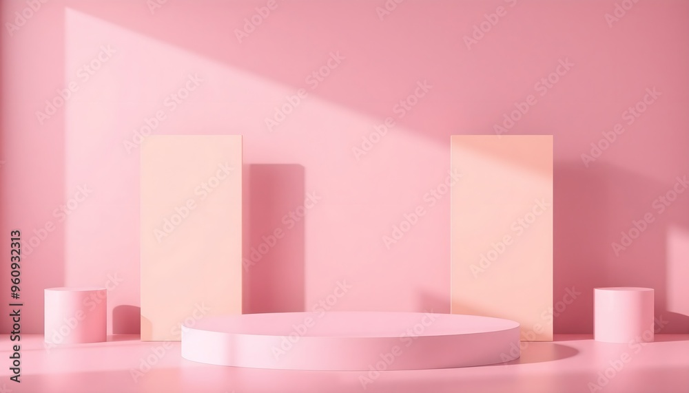 Pink and yellow podium pedestal with matte color background. Style-34 Pink and yellow podium pedestal with matte color background. Style-34