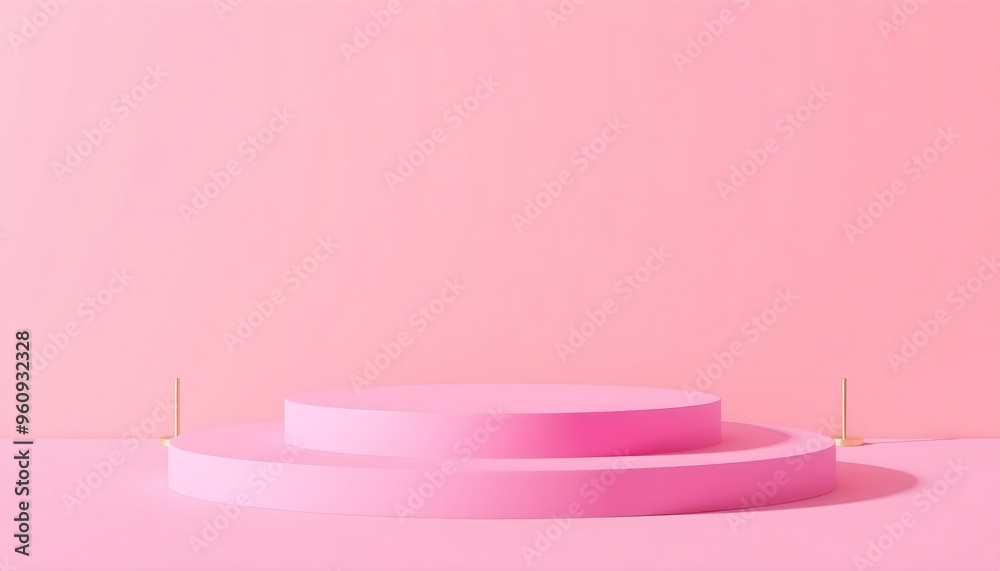 Pink and yellow podium pedestal with matte color background. Style-35