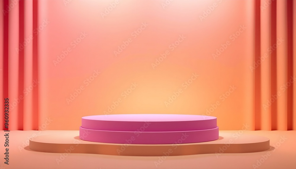 Pink and yellow podium pedestal with matte color background. Style-36 Pink and yellow podium pedestal with matte color background. Style-36