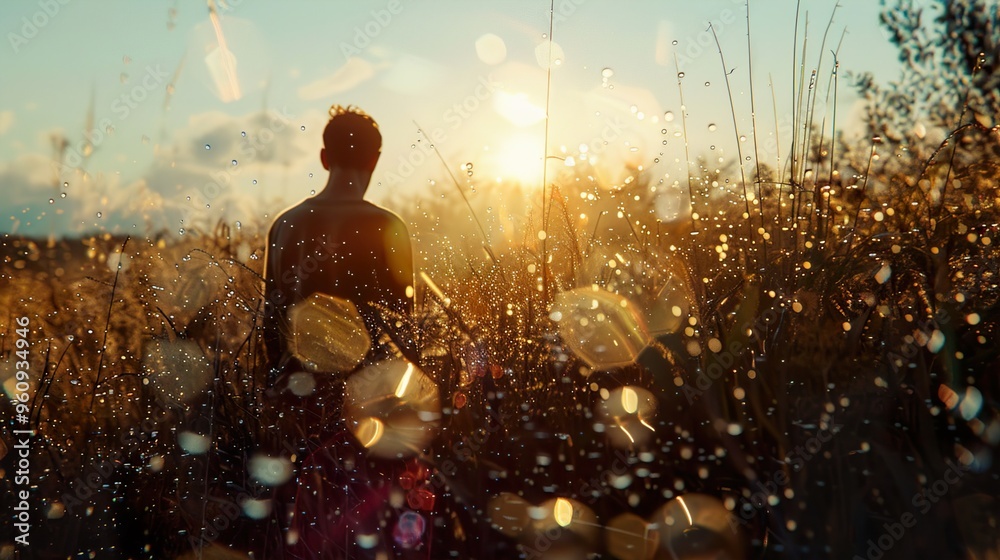 A lone figure stands in a field at sunset, silhouetted against the golden light. A lone figure stands in a field at sunset, silhouetted against the golden light.
