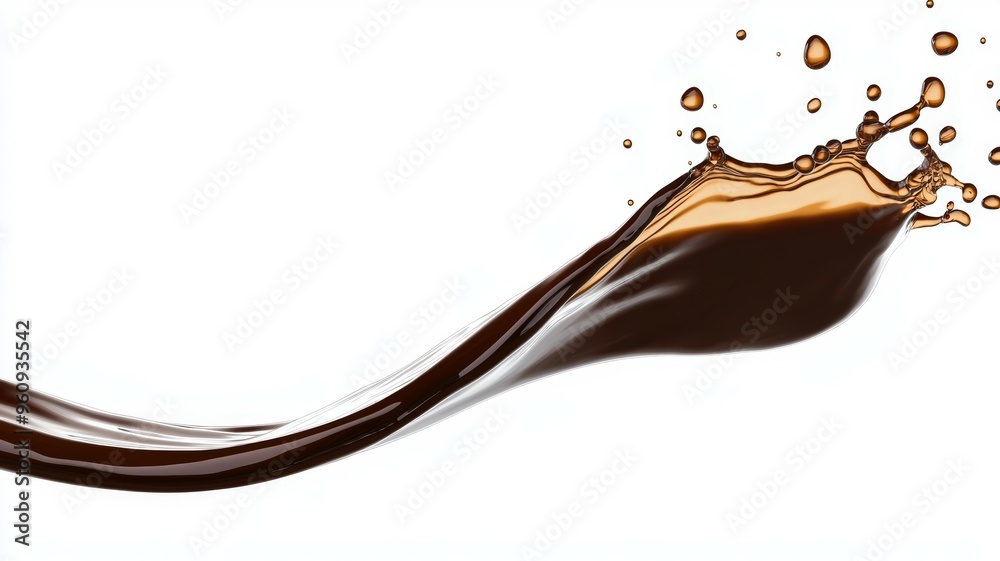 A splash of brown liquid with a white background A splash of brown liquid with a white background