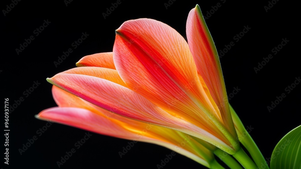 A close up of a flower with a black background A close up of a flower with a black background