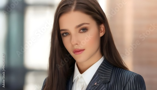 A woman in her 20s wearing a suit