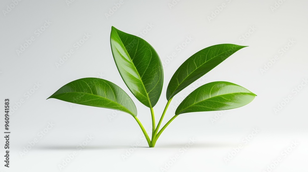A leafy green plant with a stem and a leaf A leafy green plant with a stem and a leaf