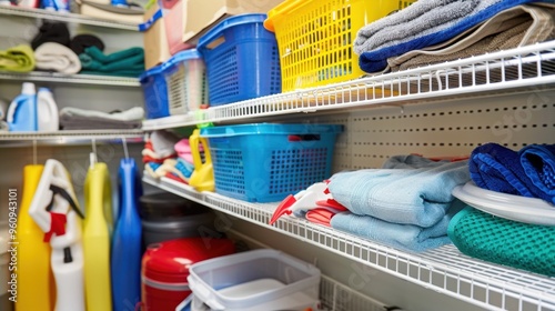 Storage Cabinets: These enclosed shelves or cupboards store laundry supplies and cleaning agents, helping to keep items organized and hidden from view.
