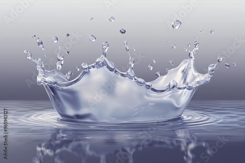 Water splash creating a crown shape with ripples on the surface.