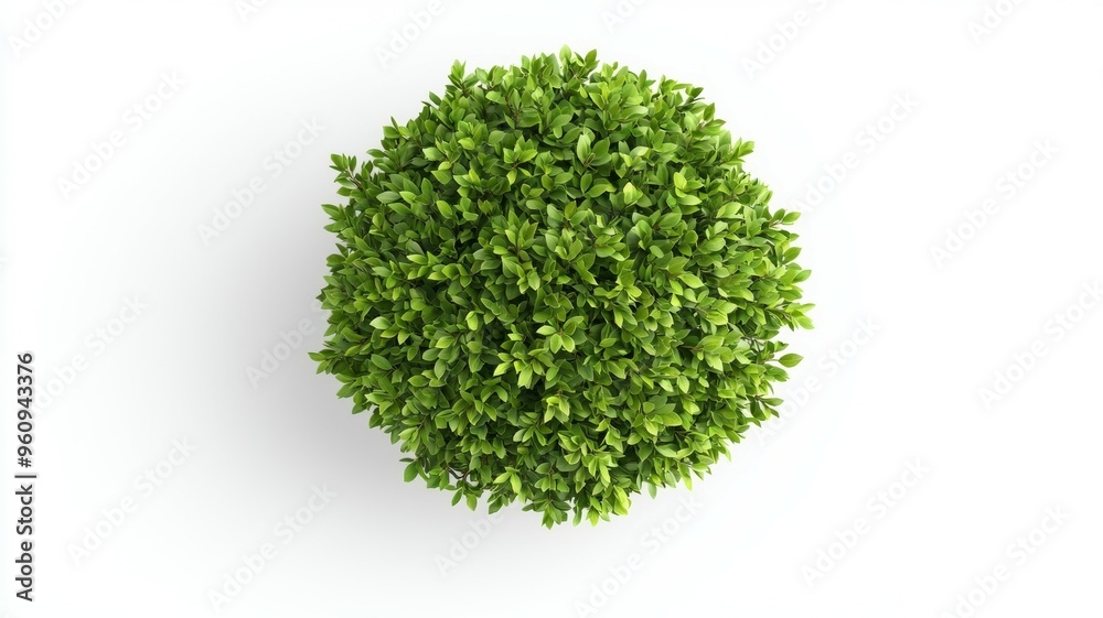 Fototapeta premium A small green bush with leaves is in the center of the image