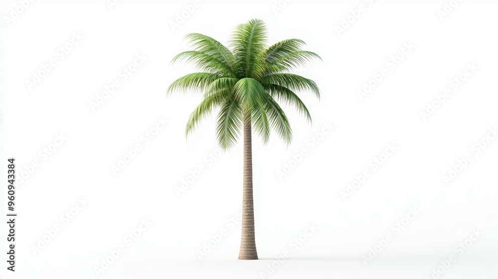 Obraz premium A tall palm tree stands alone on a white background