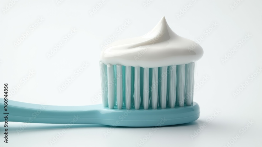A toothbrush with a white toothpaste on it A toothbrush with a white toothpaste on it