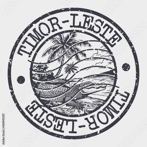 Timor-Leste Stamp Postal. Silhouette Seal. Passport Round Design. Vector Icon. Design Retro Travel. National Symbol.	
