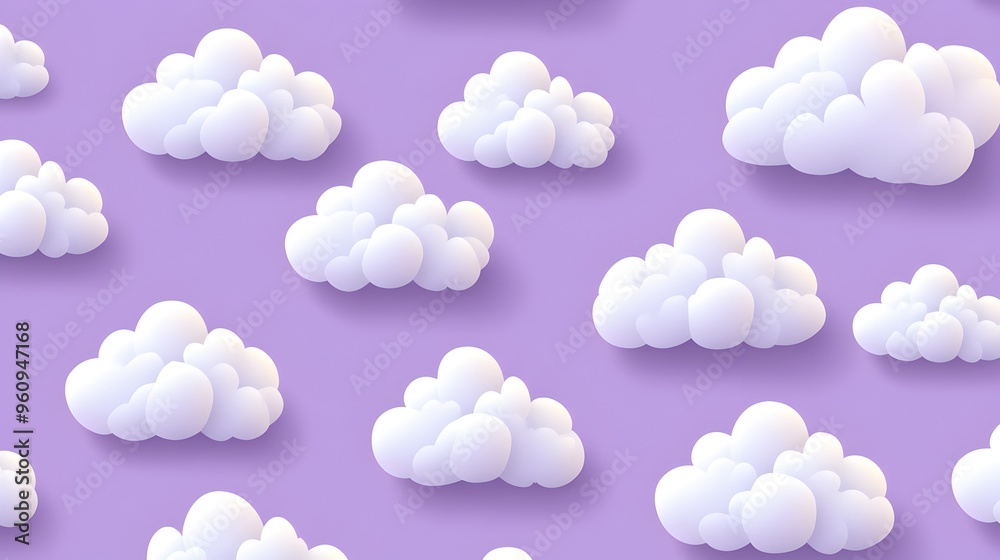 Pastel Purple Abstract Background Design with Fluffy White Clouds Floating in a Serene Minimalist Wallpaper Pattern Pastel Purple Abstract Background Design with Fluffy White Clouds Floating in a Serene Minimalist Wallpaper Pattern