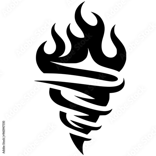 Fire tornado silhouette