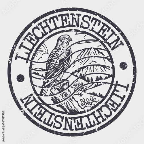 Liechtenstein Stamp Postal. Silhouette Seal. Passport Round Design. Vector Icon. Design Retro Travel. National Symbol.	
