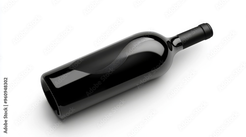 Exquisite Designer Wine Bottle with Artistic Label on White Background Exquisite Designer Wine Bottle with Artistic Label on White Background