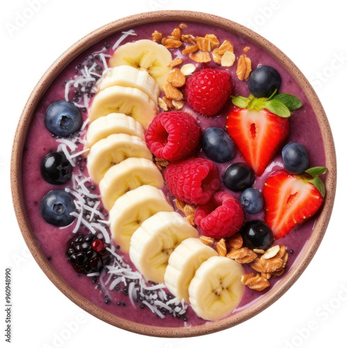 PNG  Colorful nutritious fruit smoothie bowl photo