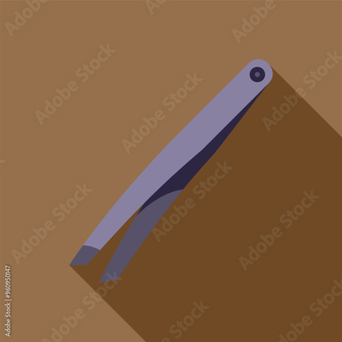 Steel cosmetic tweezers for eyebrow correction on brown background, beauty and fashion industry, everyday life