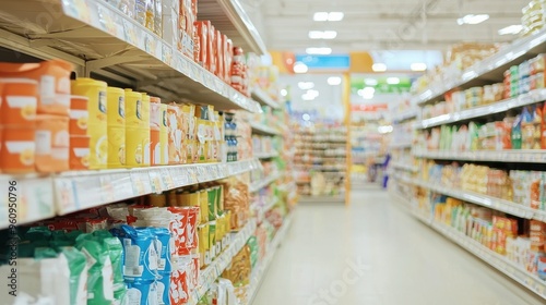 Wallpaper Mural Supermarket Aisle with Shelves of Products Torontodigital.ca