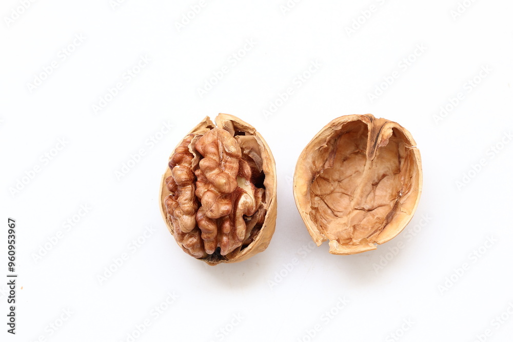 walnuts on a white background walnuts on a white background